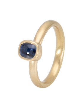 Buff Top Rectangle Sapphire Ring