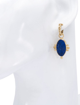 Beaded Oval Lapis Surface Drops