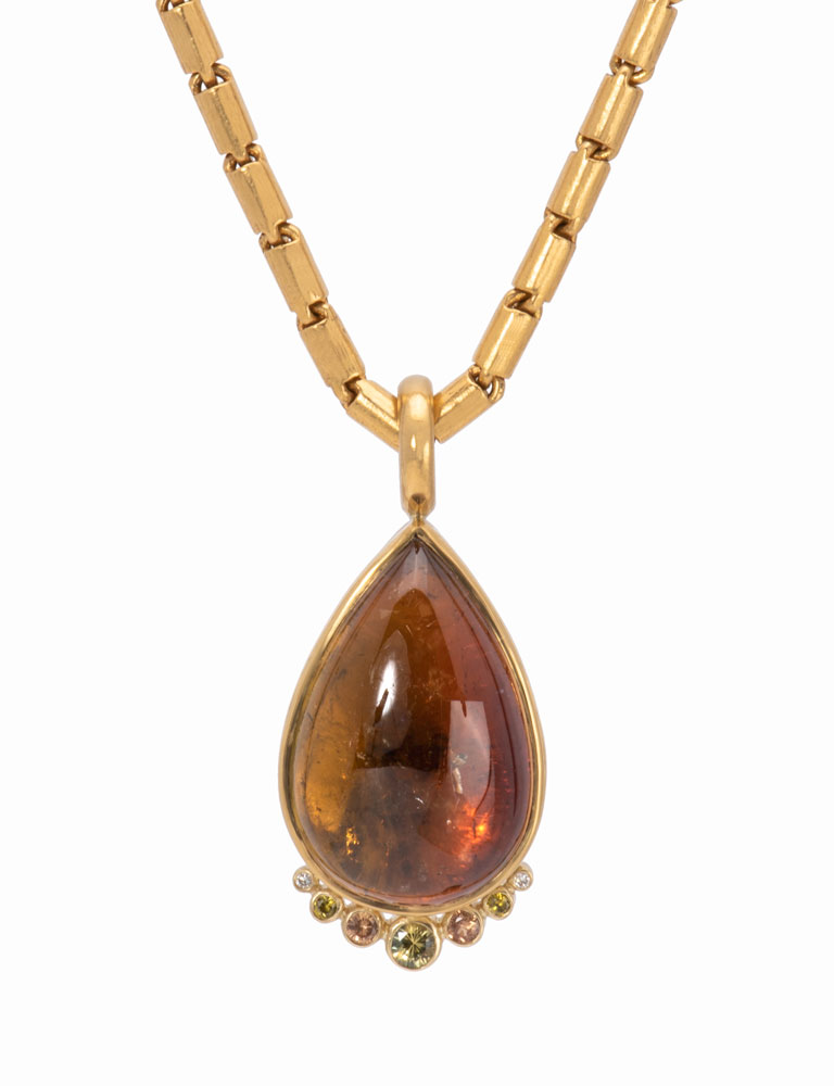 Terracotta Tourmaline Fringed Pendant