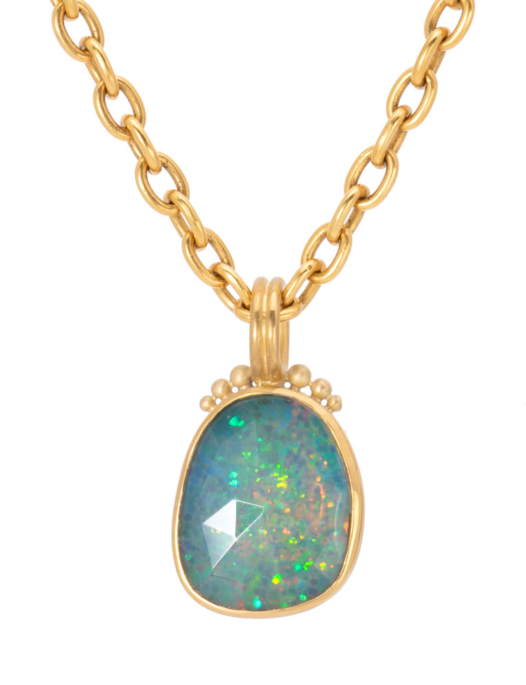 Rose Cut Hydrophane Opal Pendant