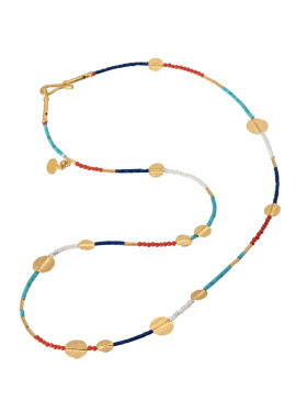Multi-stone Gold Disc Necklace