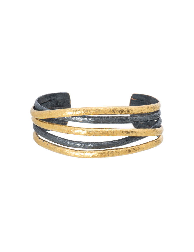 Striped Mixed Metal Cuff