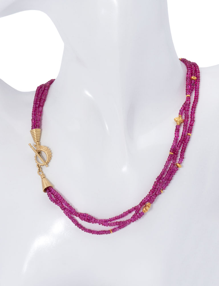 The Golden Eye: Ruby Beaded Necklace