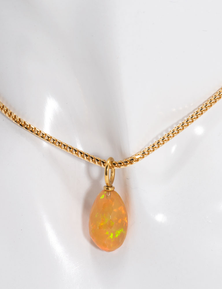 Tangerine Ethiopian Opal Jellybean Pendant