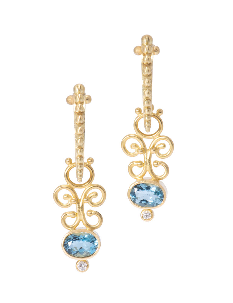 Aquamarine and Diamond Fern Drops