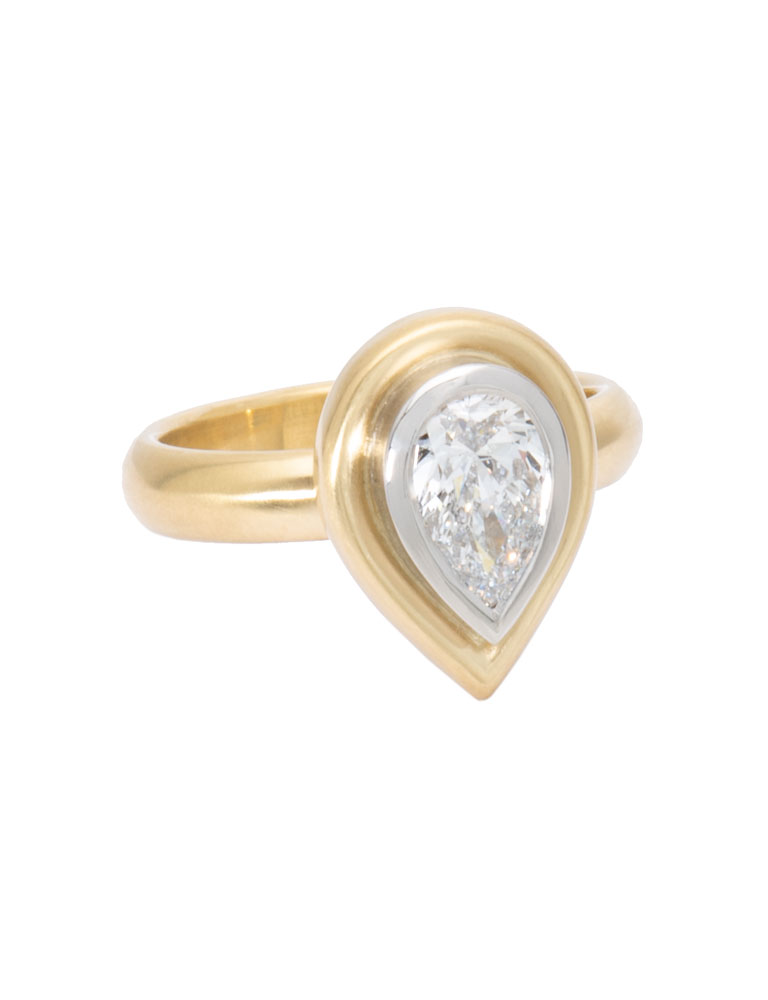 Kashmir Diamond Pear Ring