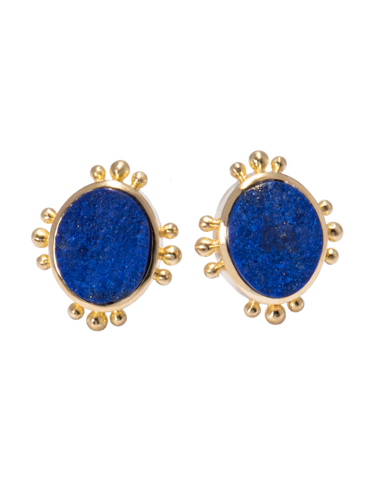 Lapis Beaded Studs