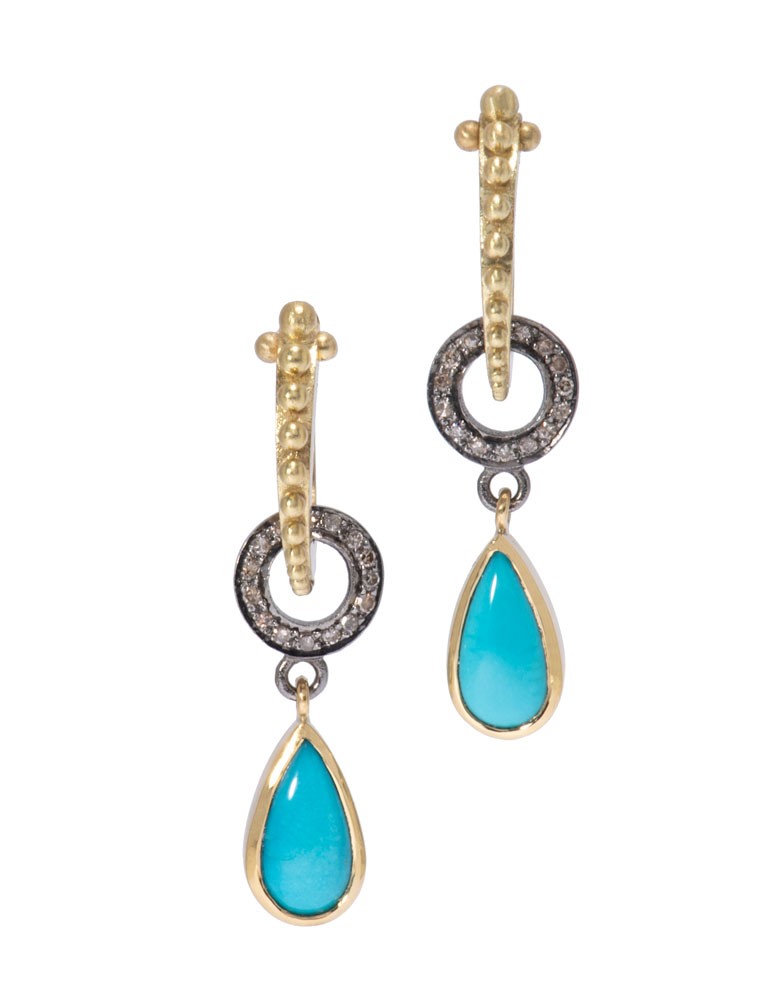 Persian Turquoise Micro Pave Teardrops