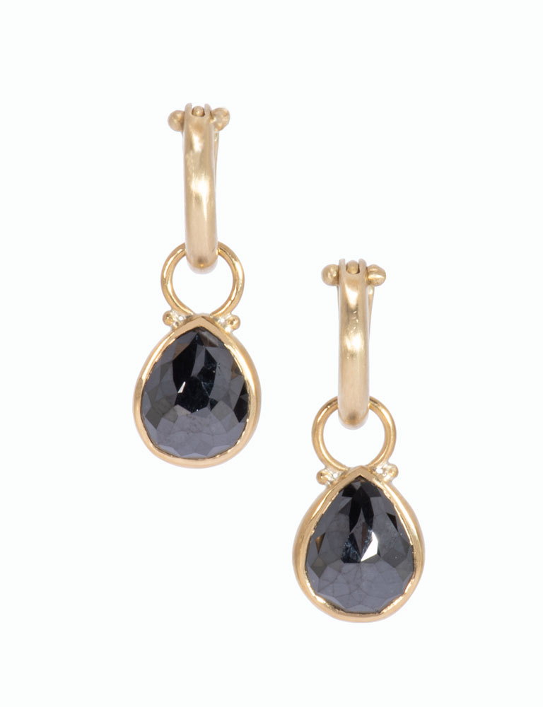 Rose Cut Black Diamond Teardrops