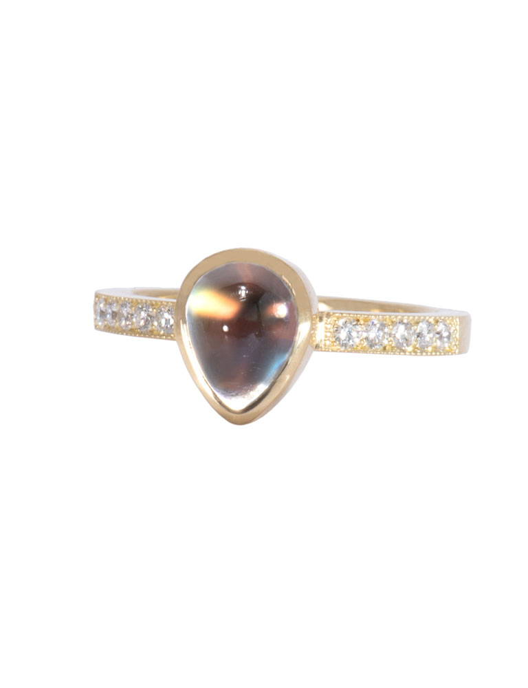 Teardrop Rainbow Moonstone Be Mine Ring