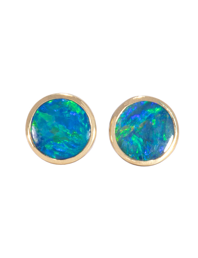 Blue Green Opal Doublet Studs