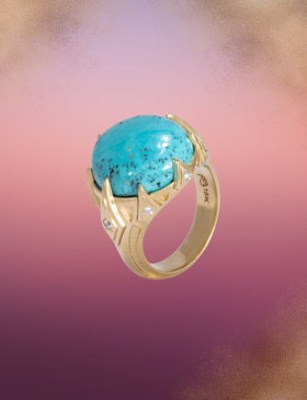 Kingman Turquoise Crown Ring