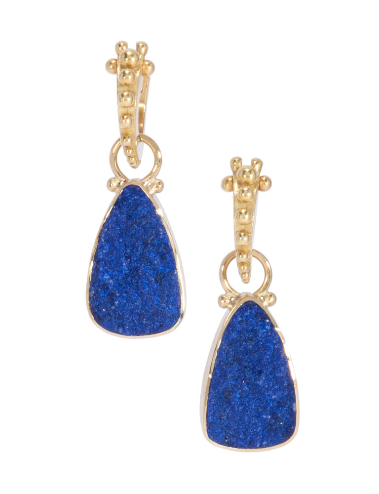 Lapis Beaded Bell Drops