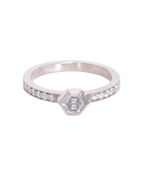 Hexagonal Palladium Diamond Ring