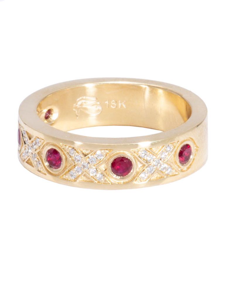 Ruby Hugs and Kisses Ring