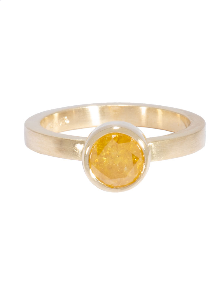 Faceted Yellow Diamond Ring