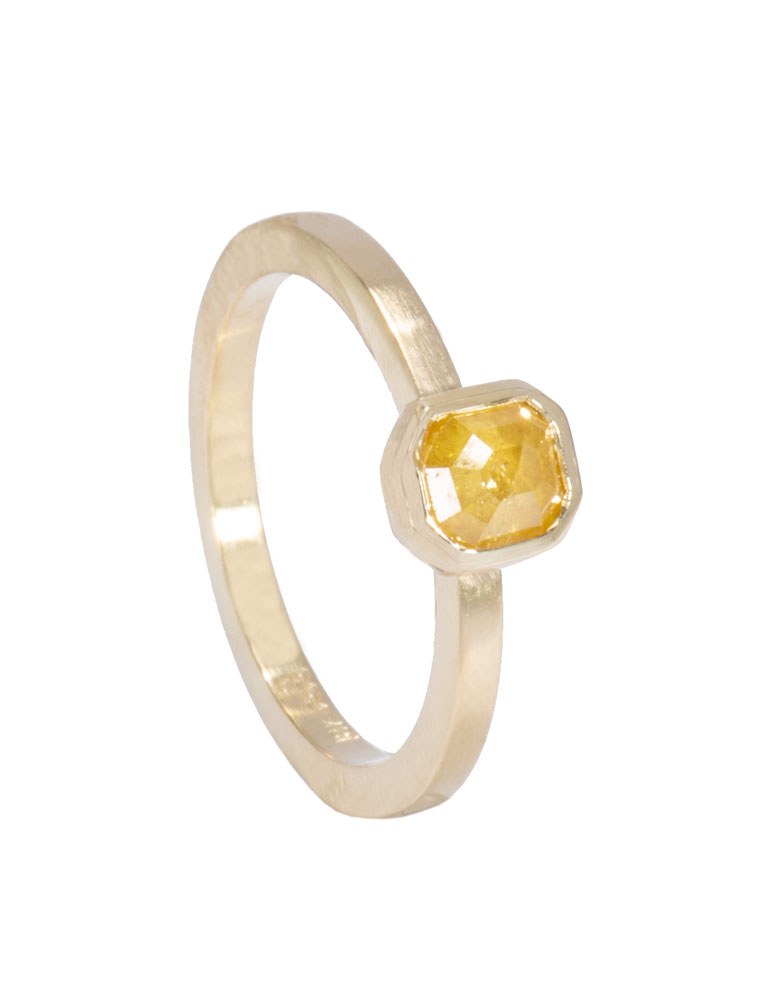 Rose Cut Yellow Diamond Ring