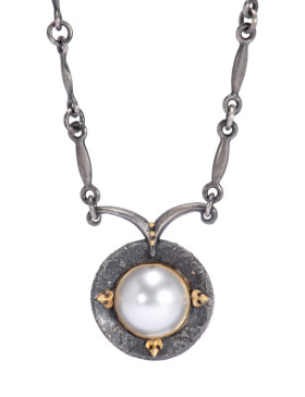 Mixed Metal Mabe Pearl Necklace