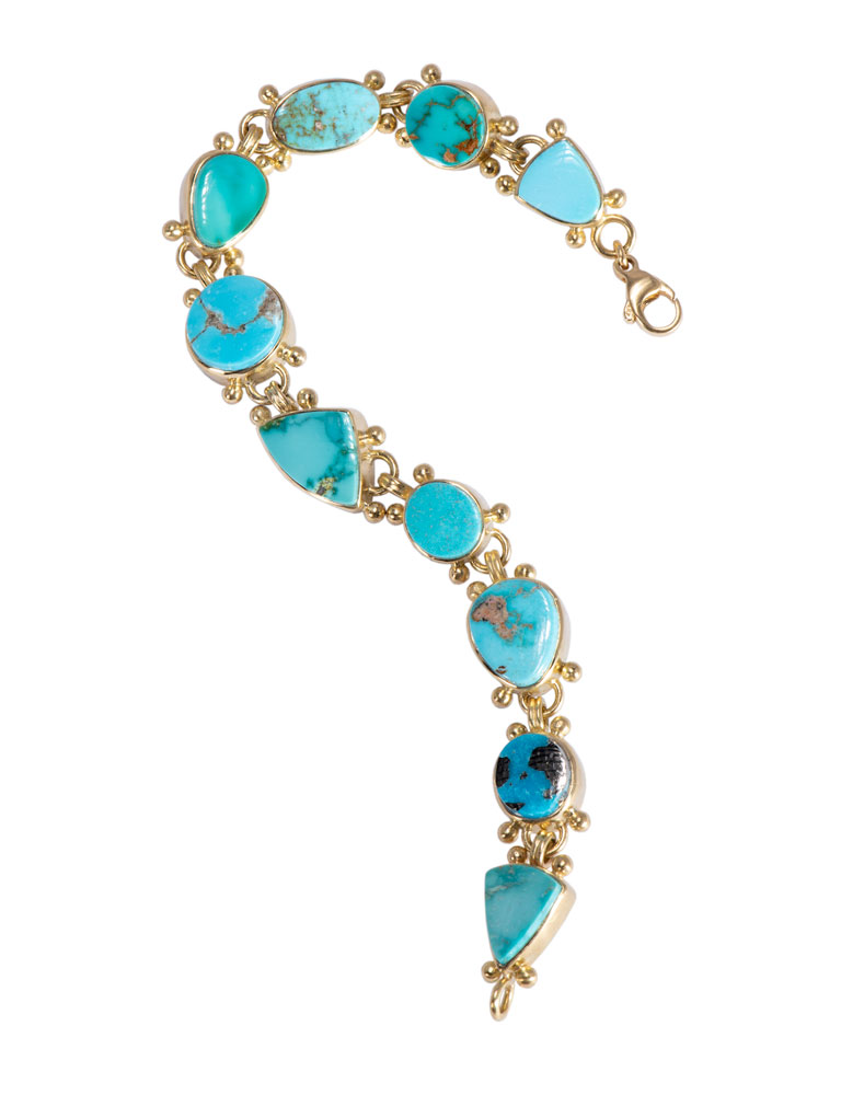 Natural Ten Link Turquoise Bracelet