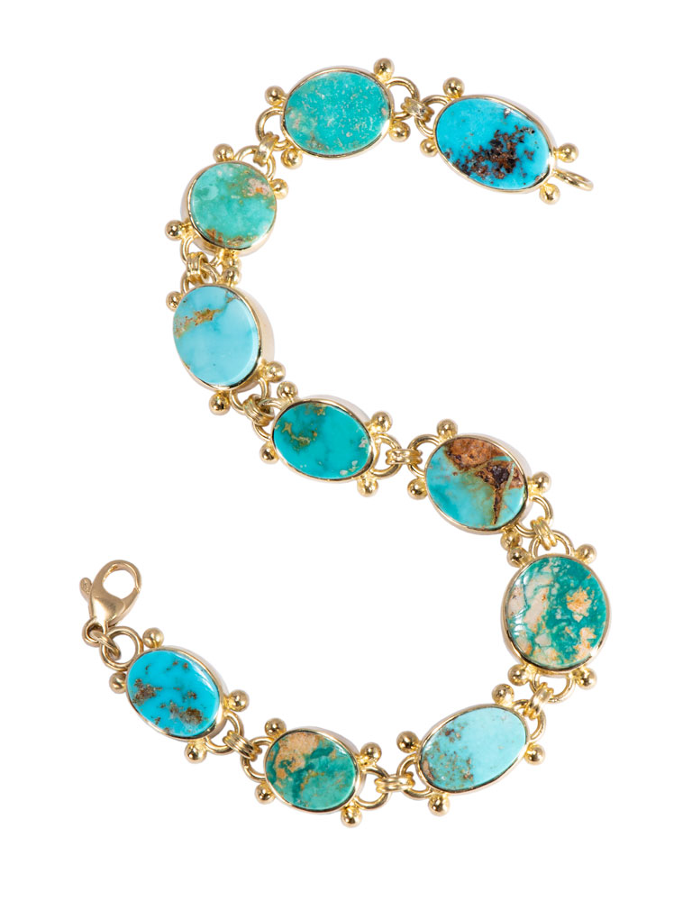 Natural American Turquoise Ten Link Bracelet