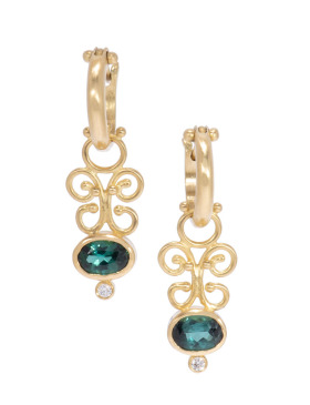 Indicolite Tourmaline and Diamond Fern Drops