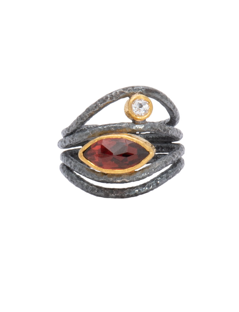 Garnet Eye of Ra Ring