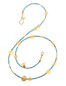 Turquoise and Gold Disc Necklace Main View