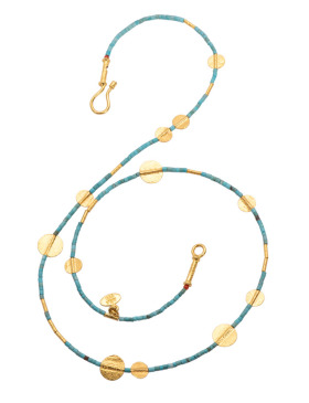 Turquoise and Gold Disc Necklace