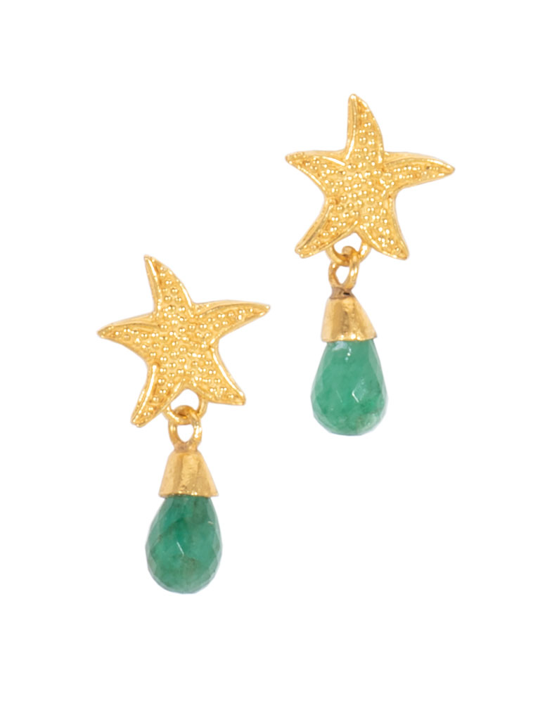 Emerald Starfish Earrings