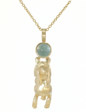 Aquamarine and Gold Run Bun Pendant