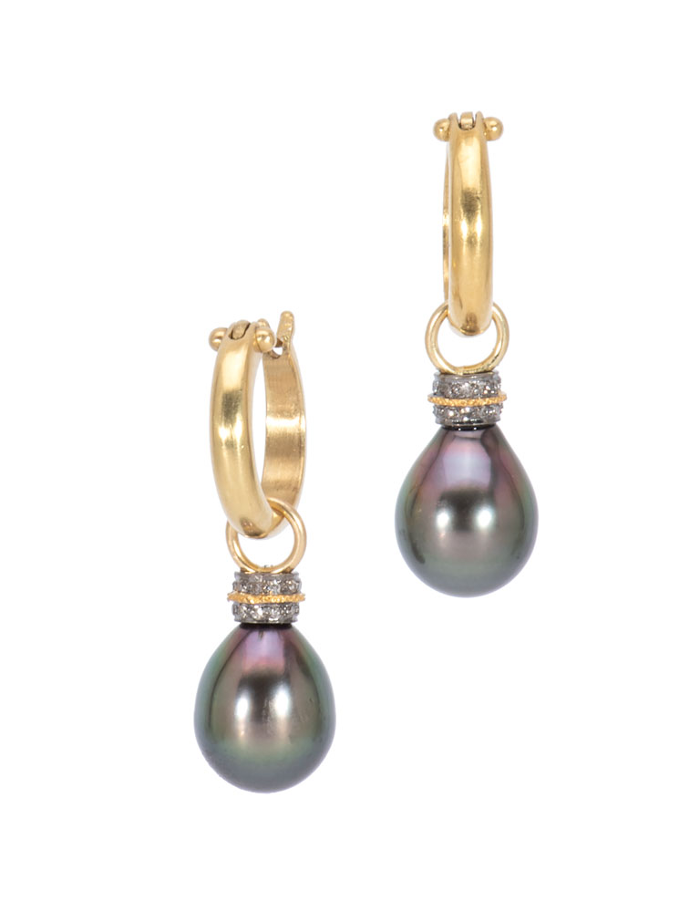 Micro Pave Tahitian Pearl Drops