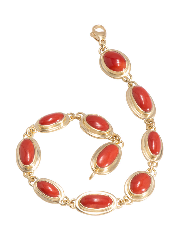 Ten Link Coral Bracelet