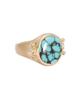 Turquoise Beaded Crown Ring