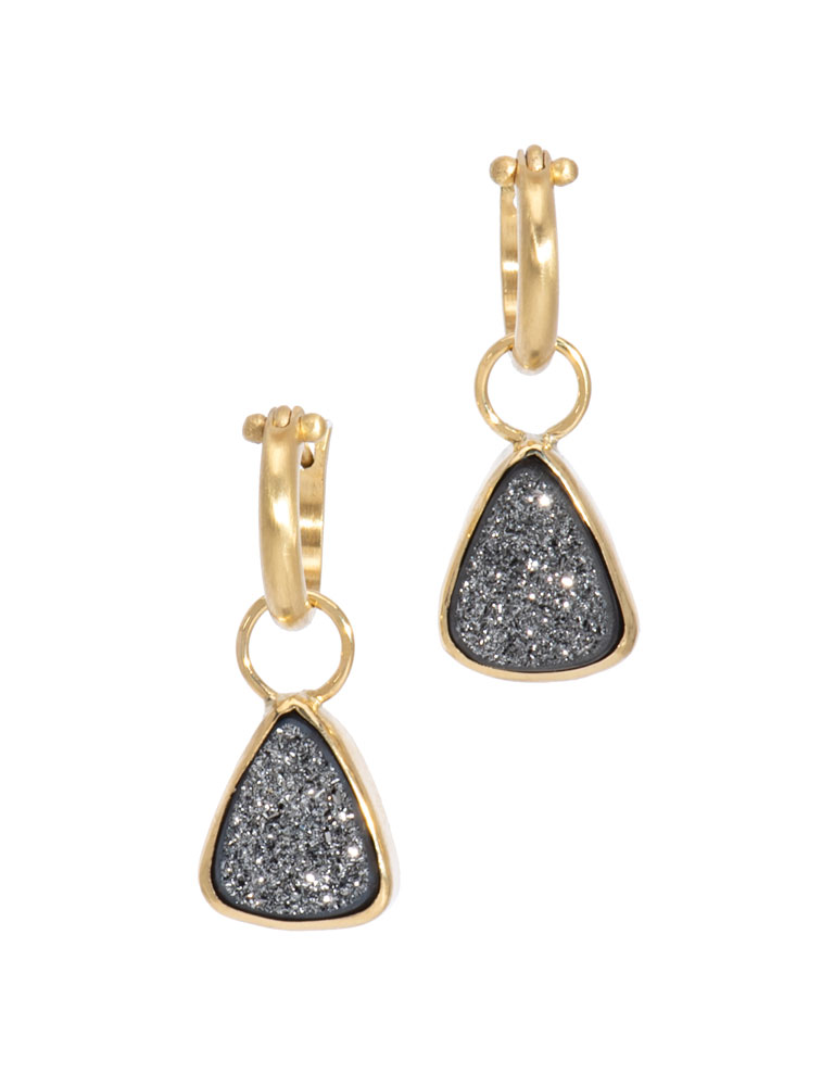 Black Druzy Angle Drops