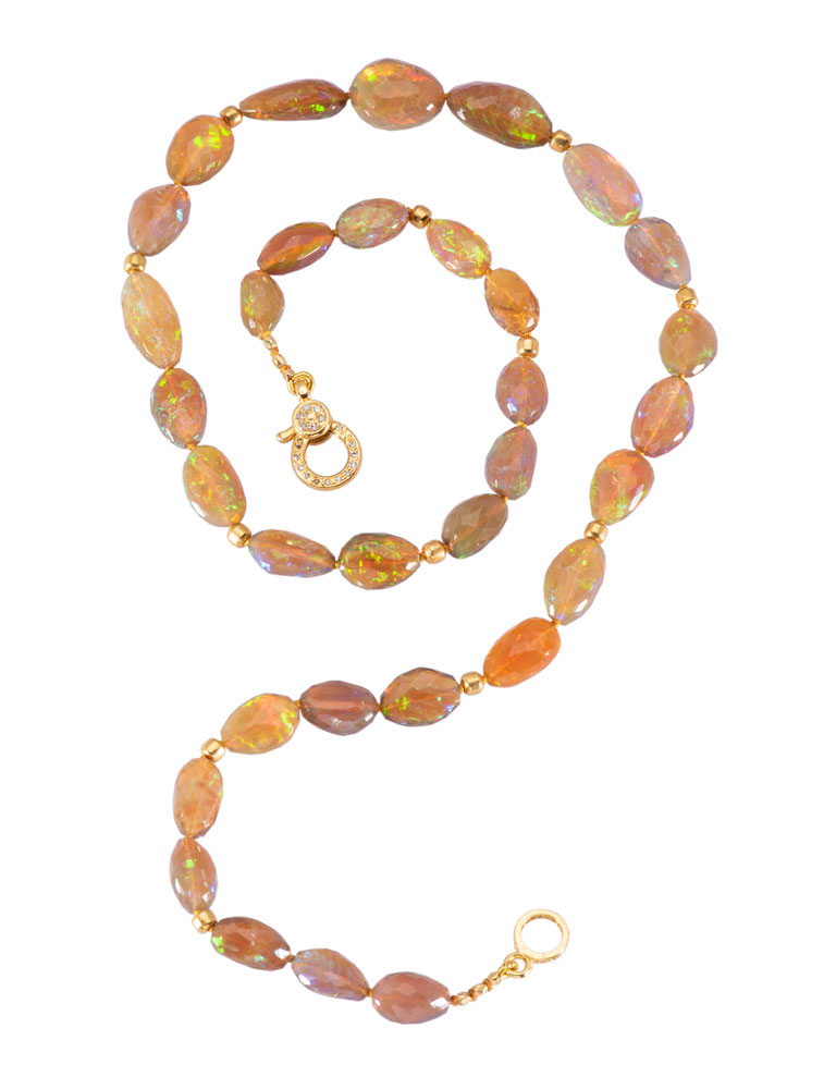 Faceted Ethiopian Opal Bead Necklace