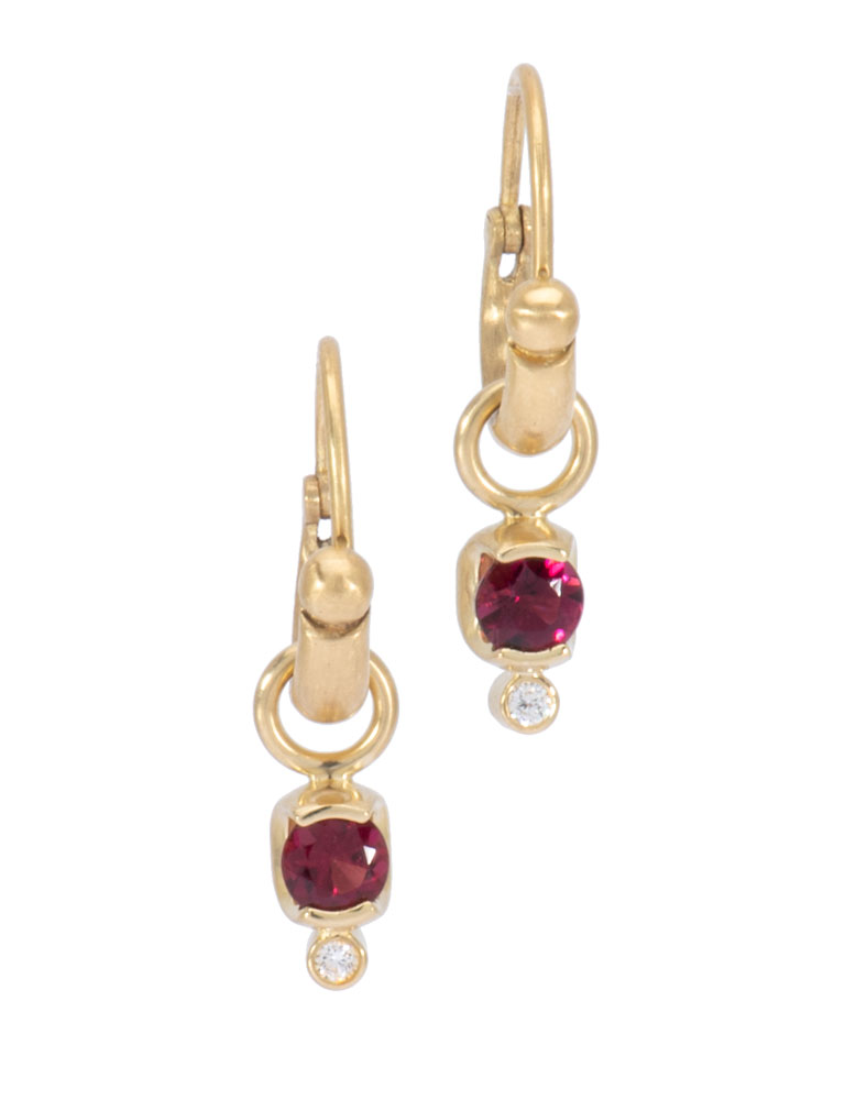 Rubellite Tourmaline and Diamond Gondola Drops