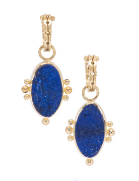 Beaded Oval Lapis Surface Drops