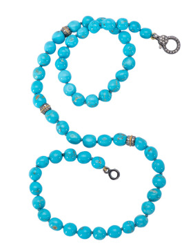 Turquoise and Diamond Rondelle Necklace