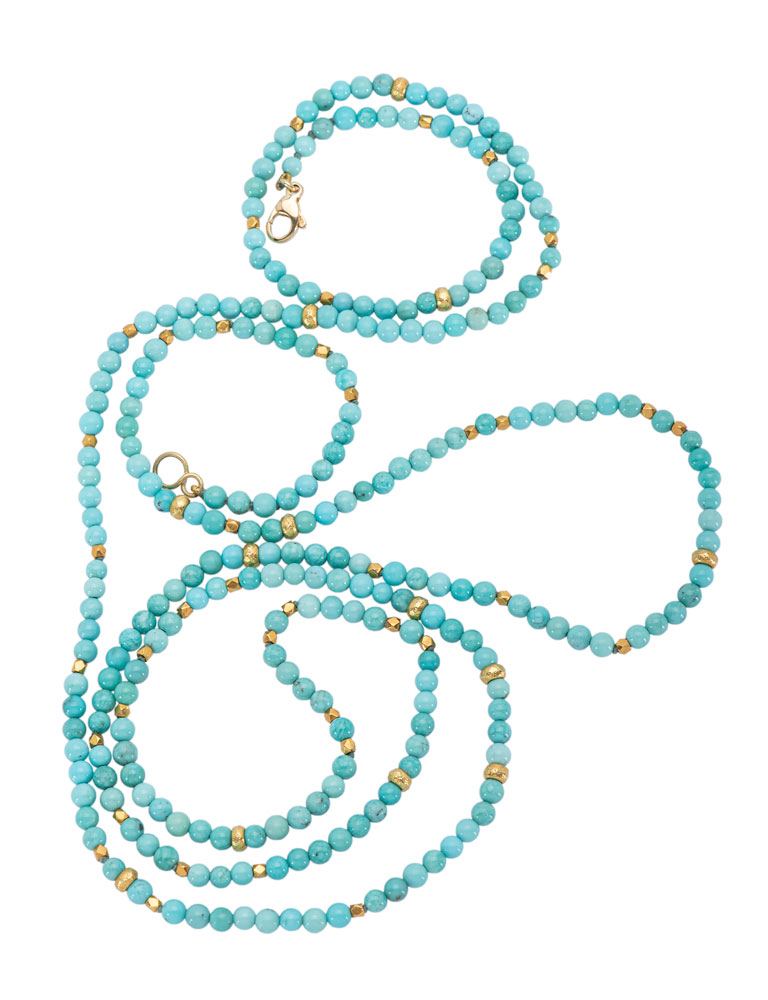 Turquoise and Gold Bead Necklace