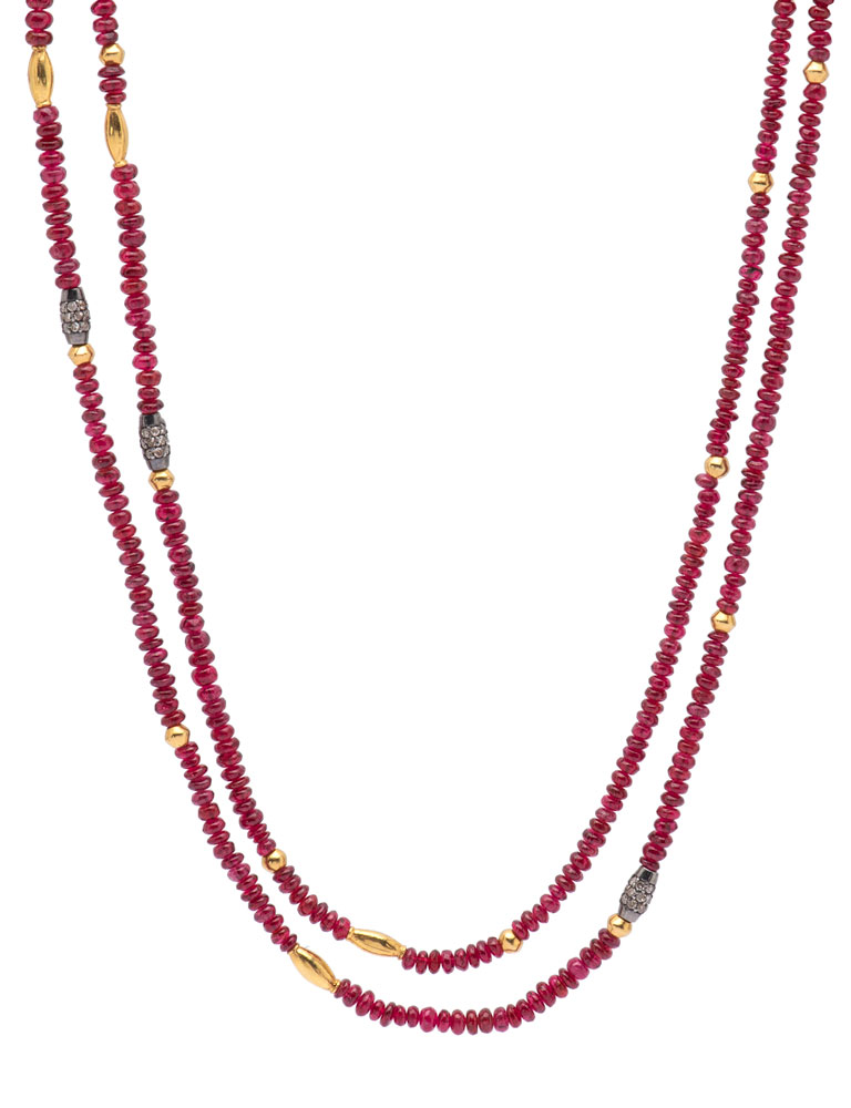 Red Spinel Long Beaded Necklace