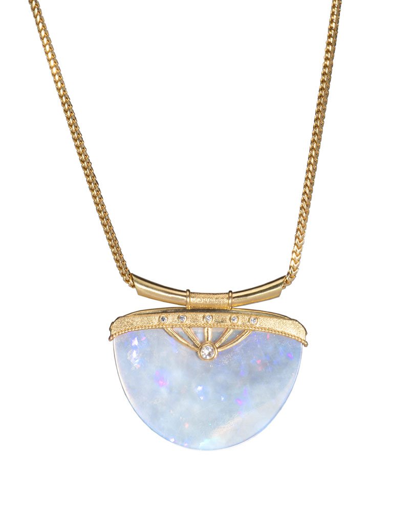 Opal Half Moon Necklace
