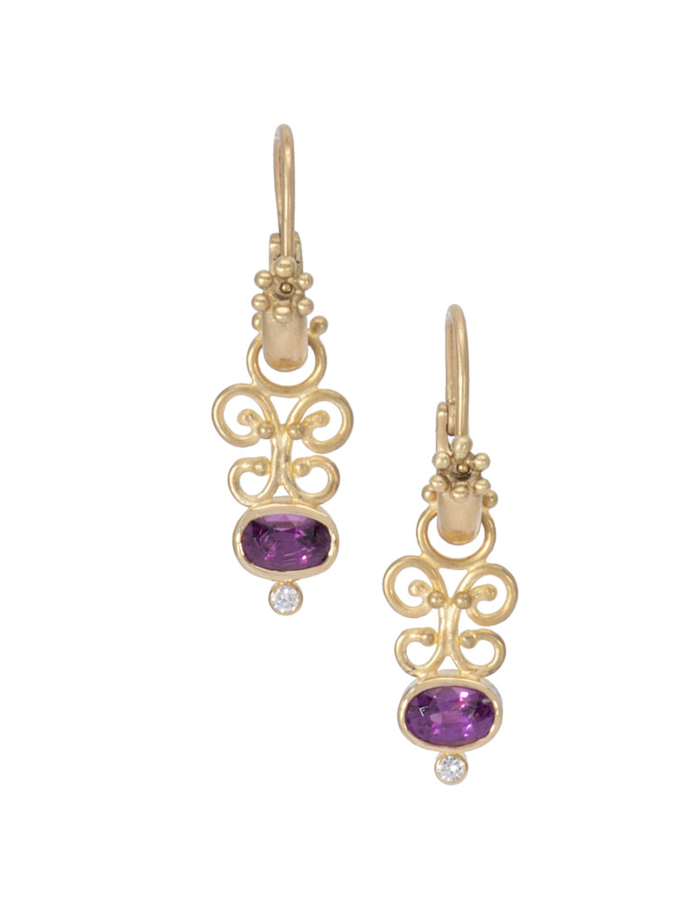 Grape Garnet and Diamond Fern Drops