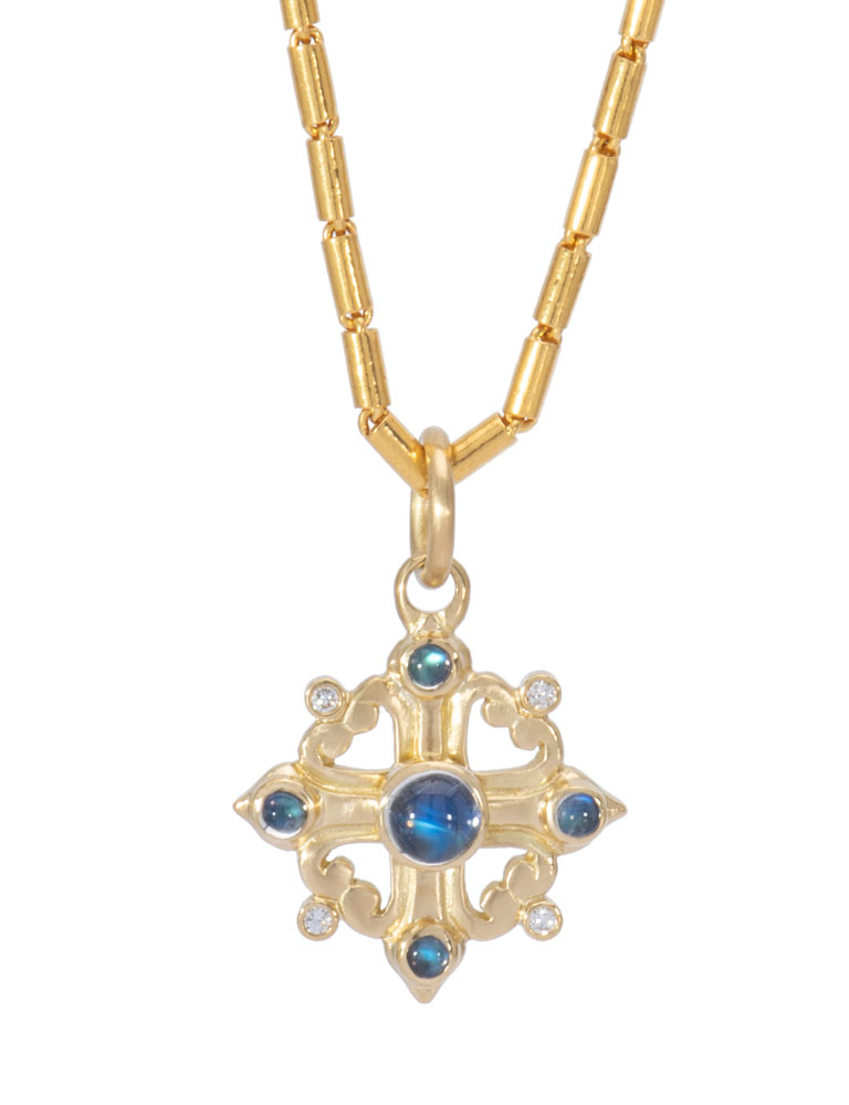 Blue Moonstone and Diamond Sophia's Pendant