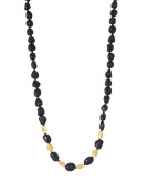 Black Tourmaline Seed and Gold Bead Necklace Main View