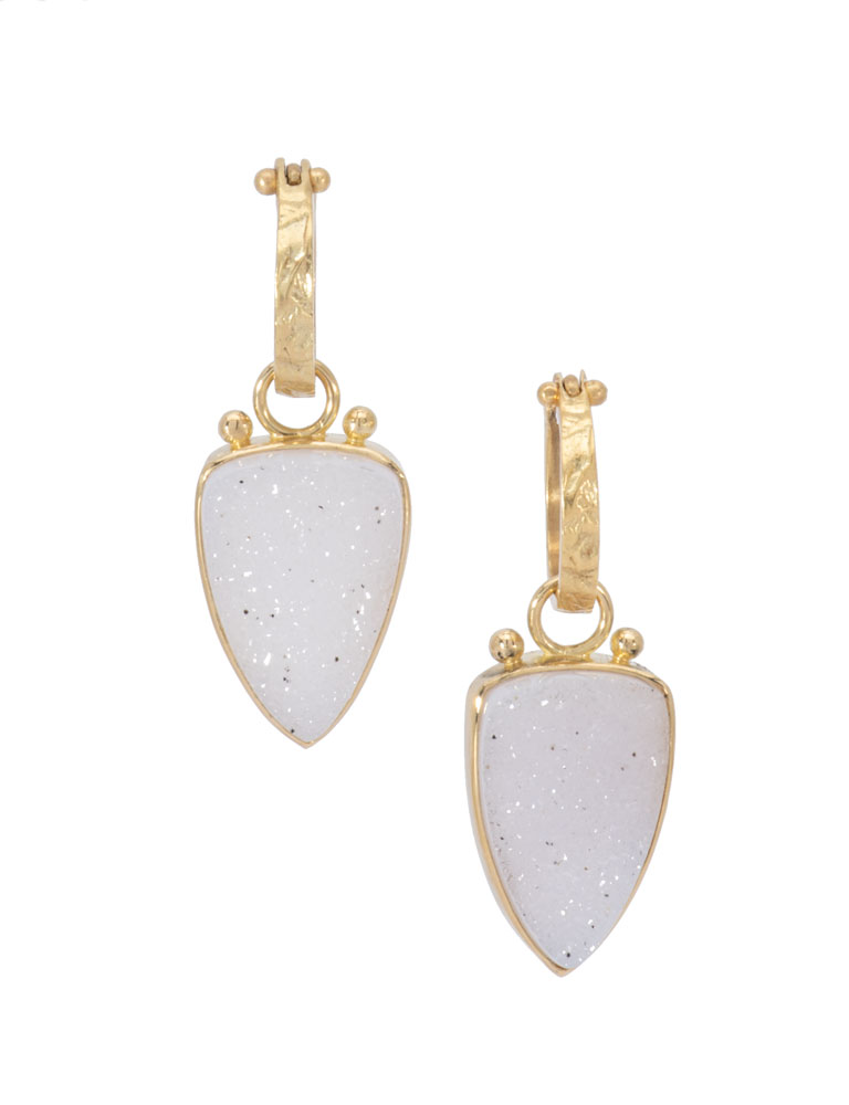 White Druzy Heraldic Drops