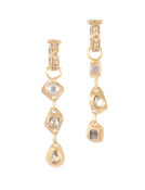 Rose Cut White and Cognac Diamond Three-stone Drops Main View