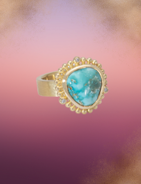 Lone Mountain Beaded Turquoise Ring