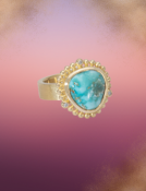 Lone Mountain Beaded Turquoise Ring Main View