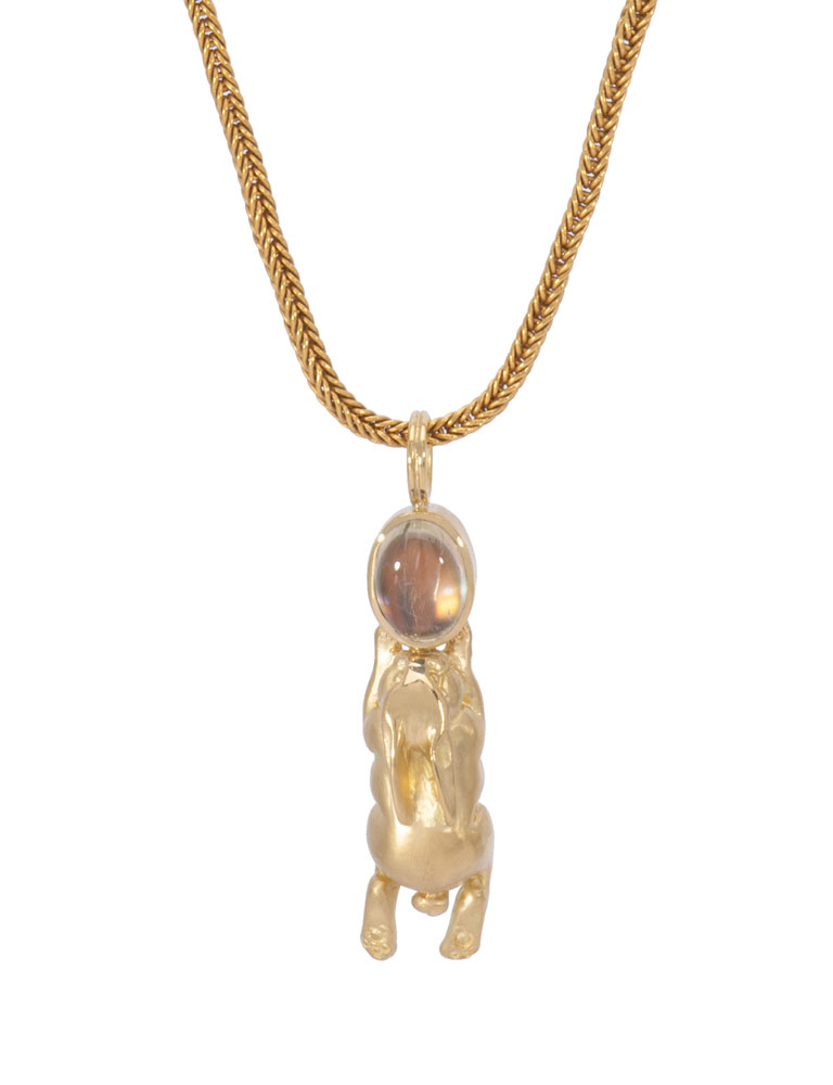 Rainbow Moonstone Run Bun Pendant