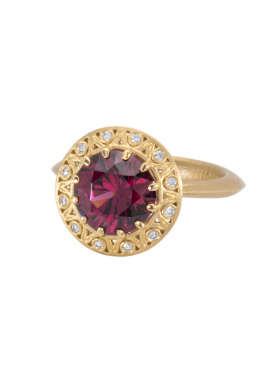 Garnet Lily Cup Ring
